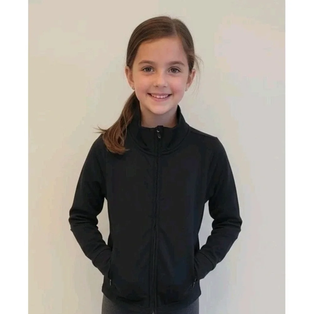 Abercrombie Kids Black YPB Mockneck Full-Zip Active Jacket SZ 11/12 Athleisure